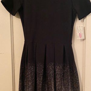 LuLaRoe Amelia Black & Gold Ombre Dress, M